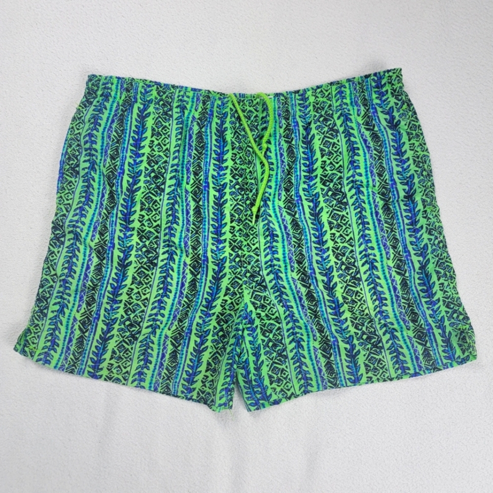 Vintage Pro Spirit Swim Trunks Men's Size Medium Neon Green Lined 90's